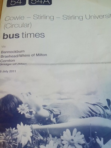 Takup kang leaflet kang bus schedule.