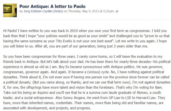 Kabay nga mabasa dyang open letter kang natungdan. 