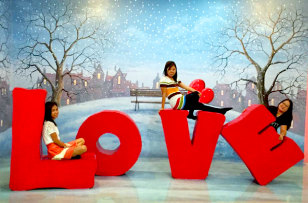 With my sister Pearl and high school buddy Mitch at the Winter Holiday area on the 2nd Floor. 